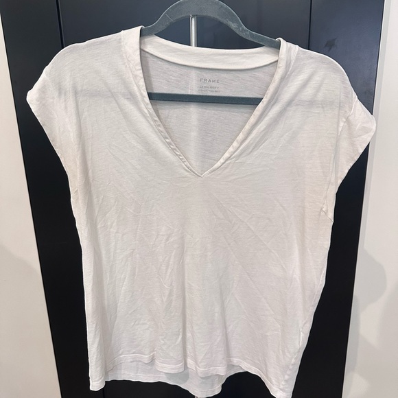 Frame Denim Tops - Frame Denim Women's Cream V-Neck Tee